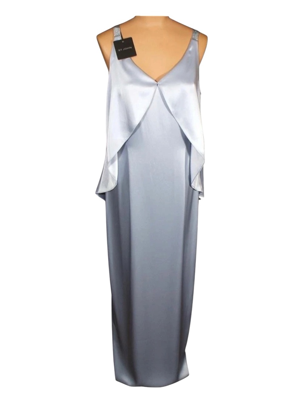 NWT St. John Hydrangea Liquid Camisole Satin Maxi Gown Sz 10